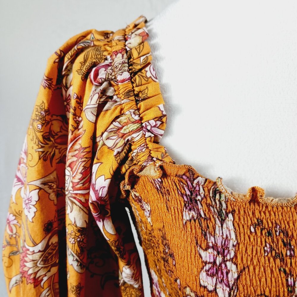 Anthropologie Conditions Apply Smocked Peplum Top, Medium, Ruffled, Cottage Core - Picture 15 of 16